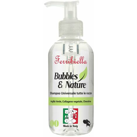 Shampooing universel pour toutes les races de chiens avec argile verte, collagène végétal et 250 ml de kératine.