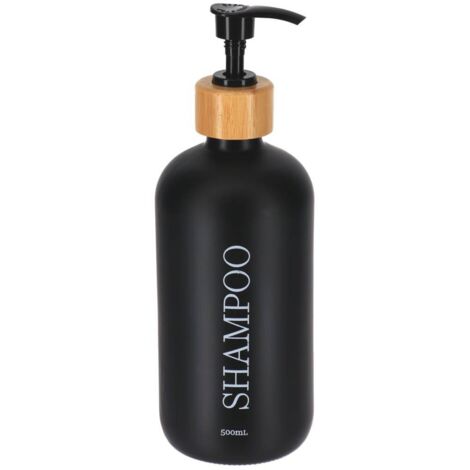 Shampoospender aus bambusglas 500ml - mattschwarz - Tendance