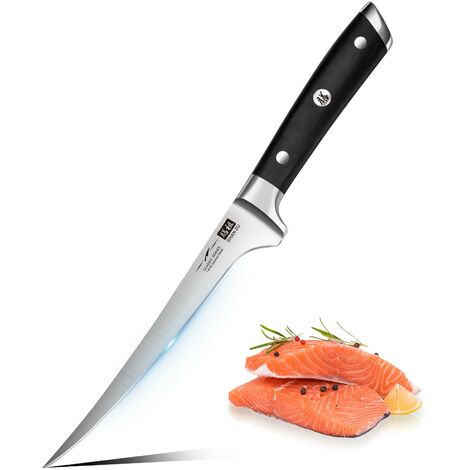 SHAN ZU Coltello per Sfilettare 7 inch - Bordo Disossare Pesce e Carne, Coltello da Pesce Professionale in Acciaio Inossidabile al Carbonio Super Affilato