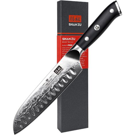 SHAN ZU Coltello Santoku Coltello Santoku da 8 Pollici in Acciaio Giapponese Damasco Coltelli da Cucina Professionali Affilato Super Acciaio ad Alto Tenore di Carbonio 67 Strati con Manico G10