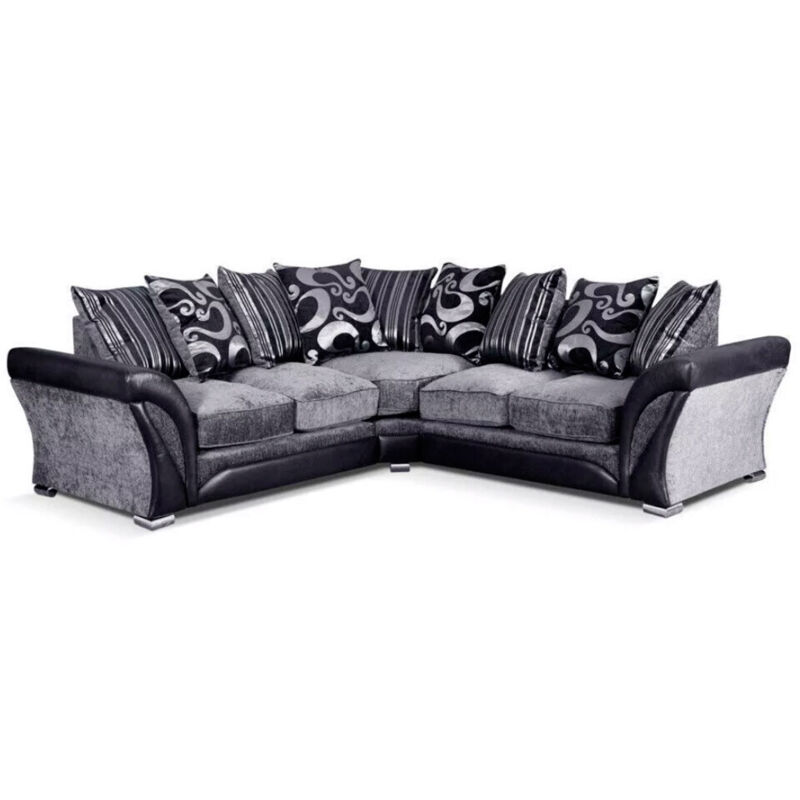 Shannon Corner Sofa in Black Grey Fabric