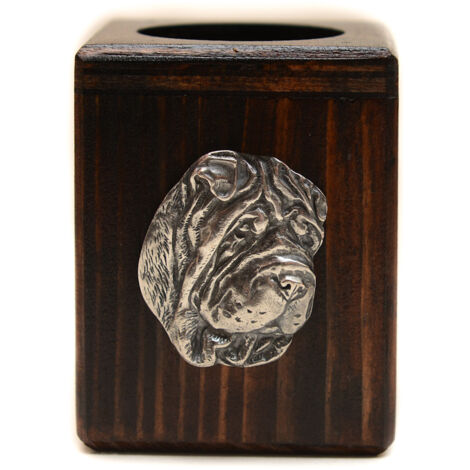 Shar Pei - candelabro in legno con un cane, un ricordo unico dopo la perdita di un cane, realizzato a mano da Art-Dog