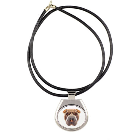 Shar Pei - collar con foto e inscripción geométrica de Art-Dog