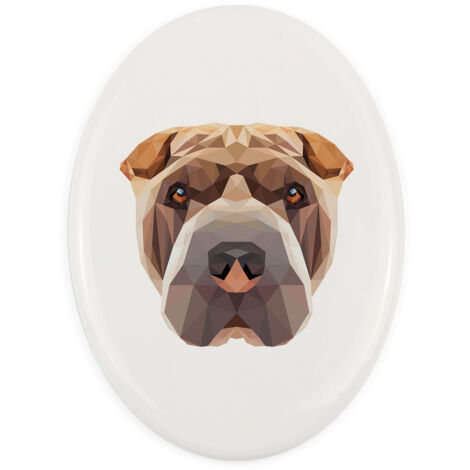Shar Pei - un piatto con una foto e un'iscrizione geometrica di Art-Dog