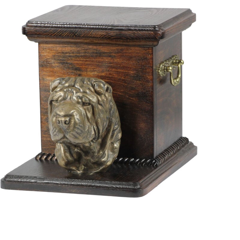 Shar Pei - une urne pour les cendres de chien avec une statuette, une urne élégante pour un chien, une urne unique avec un buste de chien d'Art-Dog