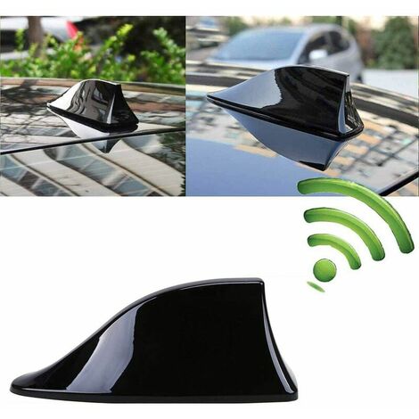 Shark Fin Universal Car Antenna - Antena de radio FM con base adhesiva impermeable (negro)
