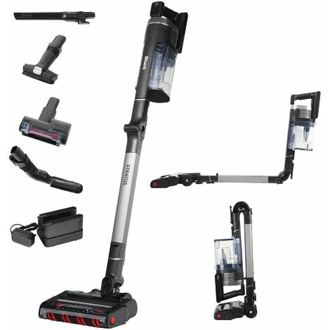 Shark Stratos Aspirapolvere Senza Fili, 120 Minuti di Autonomia (2 Batterie), Senza Sacco, Tecnologia Antigroviglio, CleanSense IQ, Multisuperficie, Anti-Allergeni, Carbone/Argento, IZ420EUT