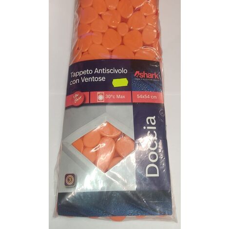 SHARK - TAPPETINO ANTISCIVOLO PER DOCCIAMR.PEEBLE 54x54CM - COLORE ARANCIONE