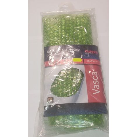 SHARK - TAPPETINO ANTISCIVOLO PER VASCAFROST 38x69CM - CON VENTOSE - COLORE VERDE