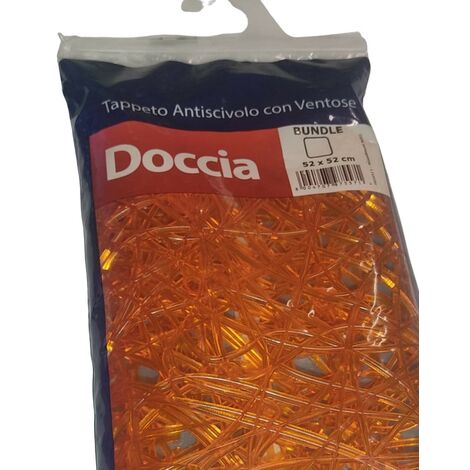 SHARK - TAPPETO ANTISCIVOLO BUNDLE PERVASCA DA BAGNO 52x52CM - CON VENTOSE - COLORE ARANCIONE 