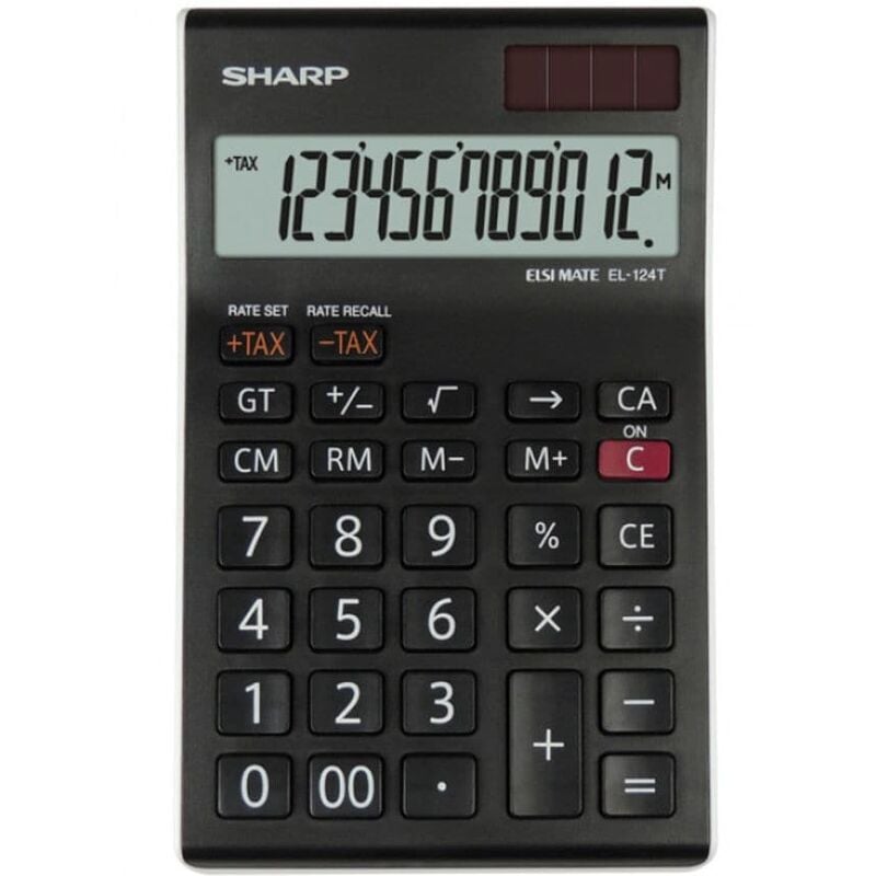 Sharp - EL124TWH 12 Digit Desktop Calculator Black SH-EL124TWH - Black
