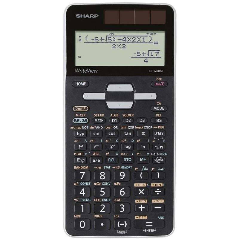 Sharp ELW506 T-GY Calculatrice scolaire noir,argent Ecran: 16 à pile(s), solaire (l x H x P) 80 x 166 x 14 mm