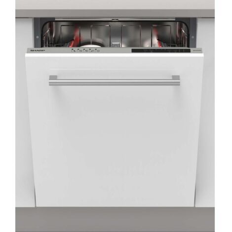 Sharp – Lave-vaisselle tout intégrable 60cm 13 couverts 47dB – Économie d'eau 12L/cycle – Fonction EcoWash – QWNI14I47EX