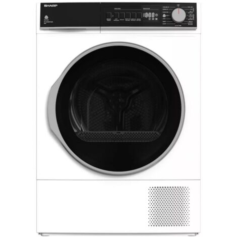 Sharp – Sèche-linge frontal 8 kg – Pompe à chaleur – Volume tambour 112 L – Niveau sonore 64 dB – Efficacité condensation 82% – KDNHB8S7GWD