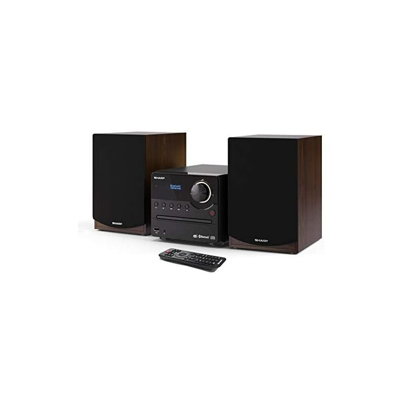 Sharp XL-B517D(BR) Microchaîne stéréo avec radio DAB, DAB+, FM, Bluetooth, CD-MP3, lecture USB, haut-parleurs en bois et 45 W couleur marron