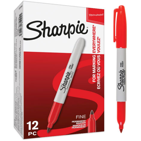 Sharpie Pennarelli Indelebili Punta Fine Rosso 12 pezzi - Inchiostro Resistente