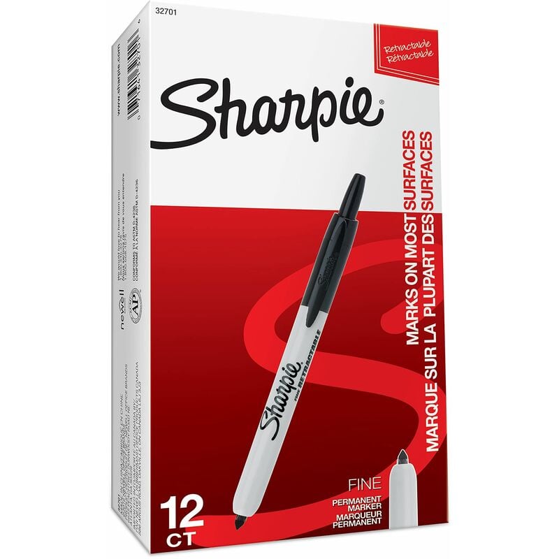 Sharpie - Retractable Marker Blk Pk12 - GL43702