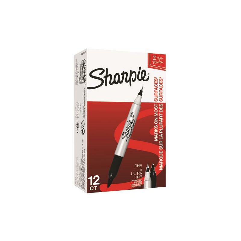 Sharpie Perm Twin Tip Marker Blk P12 - GL52011