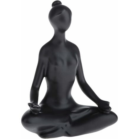 sharprepublic Sculpture. Fille de Figurines en Céramique. Yoga Pose Noir Modèle Femme Statue Statuette Figurines Ornements - 1