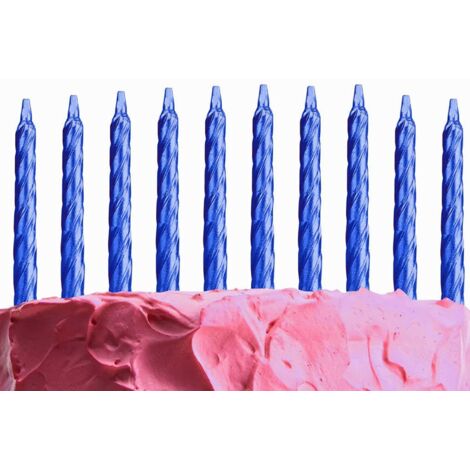 Shatchi 10pcs Blue Candles for Birthday Party Cake Topper Decoration