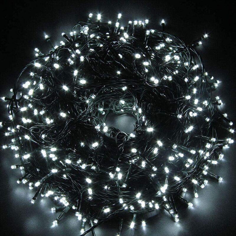 200 LEDs Fairy String Lights Cool White Christmas Decorations Green Cable