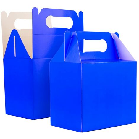 SHATCHI 20Pcs Blue Colour Cardboard Lunch Takeaway Birthday Wedding Carry Meal Food Cake Party Box Childrens Loot Bags