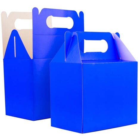 SHATCHI 20Pcs Blue Colour Cardboard Lunch Takeaway Birthday Wedding Carry Meal Food Cake Party Box Childrens Loot Bags