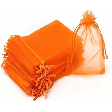 Shatchi 50pcs Orange Luxury Organza Jewellery Pouches Xmas Christmas Wedding Anniversary Favours Gifts Bag 7 x 9 cm
