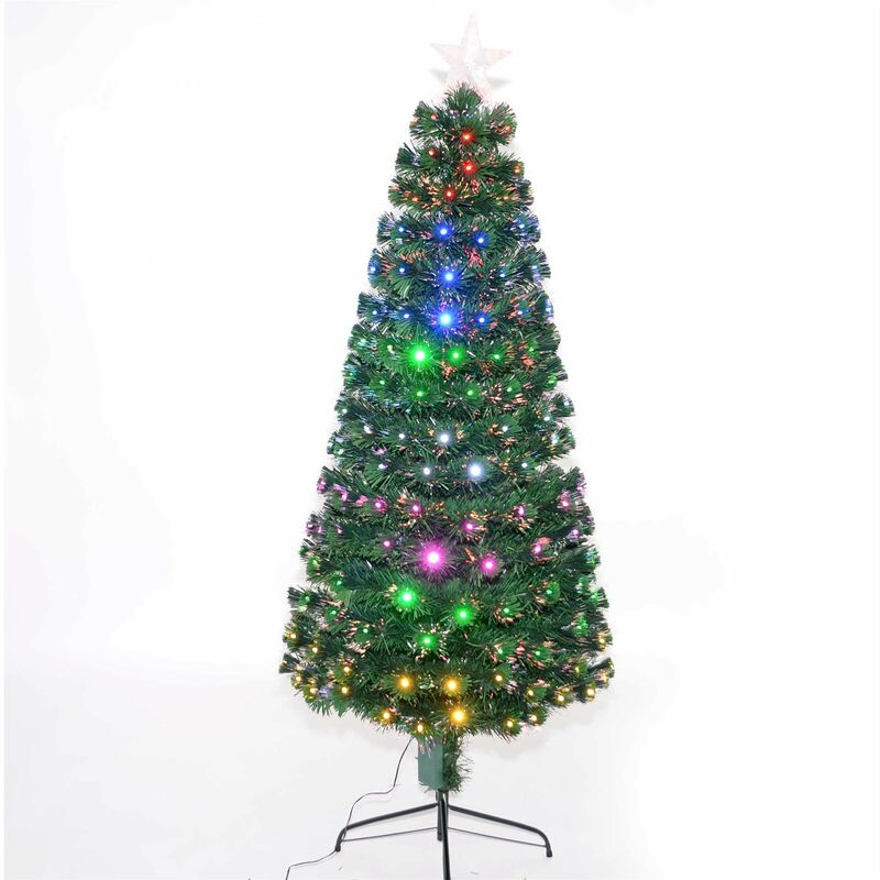 5ft Pre Lit Fibre Optic Christmas Tree PreLit Light Up led Xmas Decoration 150cm