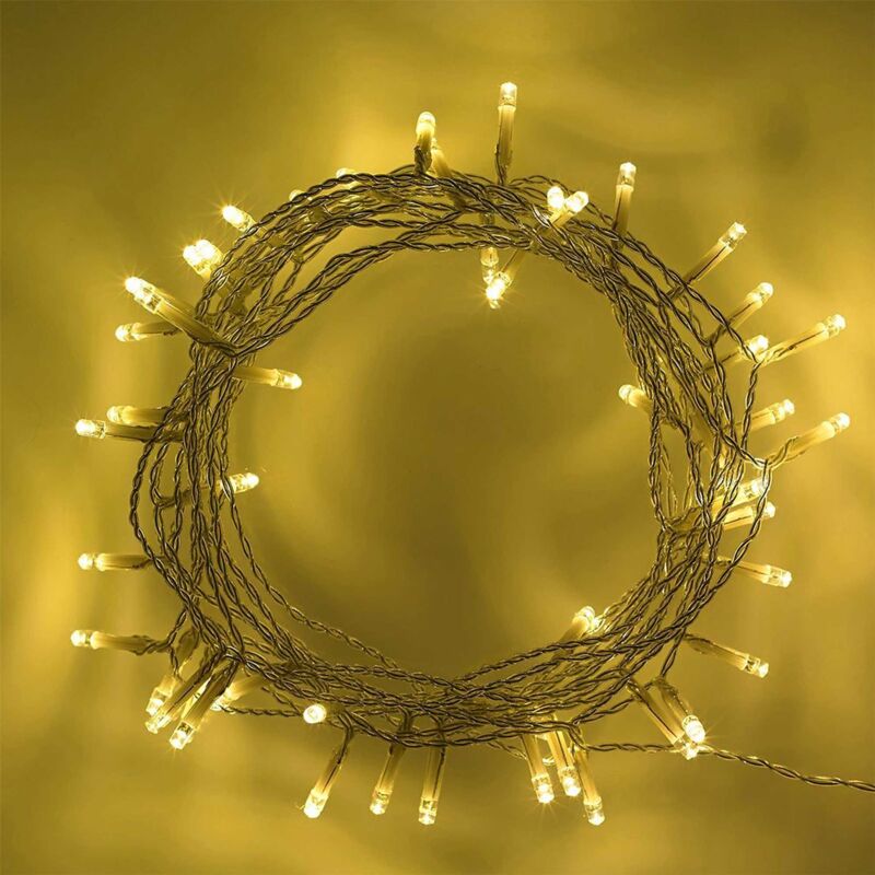 80 Warm White led Lights Clear Cable Battery Operated Fairy String Christmas Tree - Shatchi