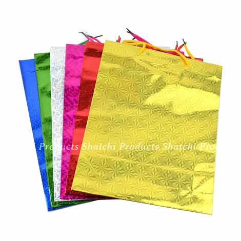 SHATCHI Bulk Buy Wholesale 6pcs Assorted Colours Holographic Gifts Medium Size Christmas Birthday Present