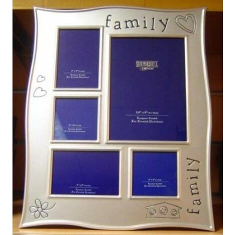 Shatchi 'Family' 5 Picture Multi Silver Photo Frame Gift