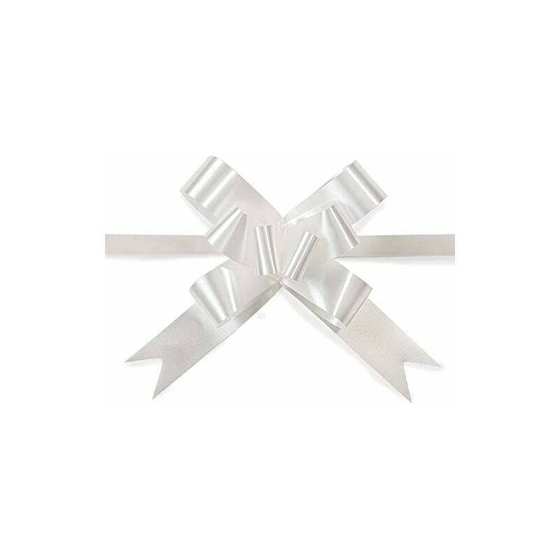 Shatchi - Large 30mm/3cm Ribbon Pull Bows White for All Occation Decoration , 60PK