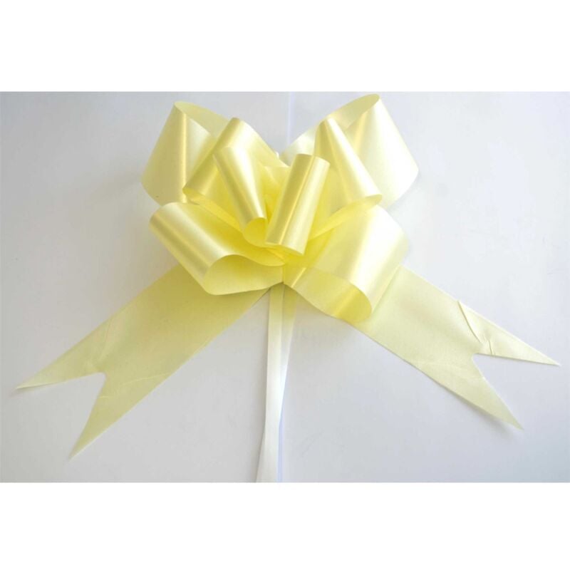 Shatchi - 10 Pcs 30mm Light Yellow Pullbow Ribbon Gift Wrapping