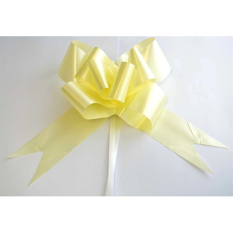 Large 30mm/3cm Ribbon Pull Bows Light Yellow for All Occation Decoration , 60PK