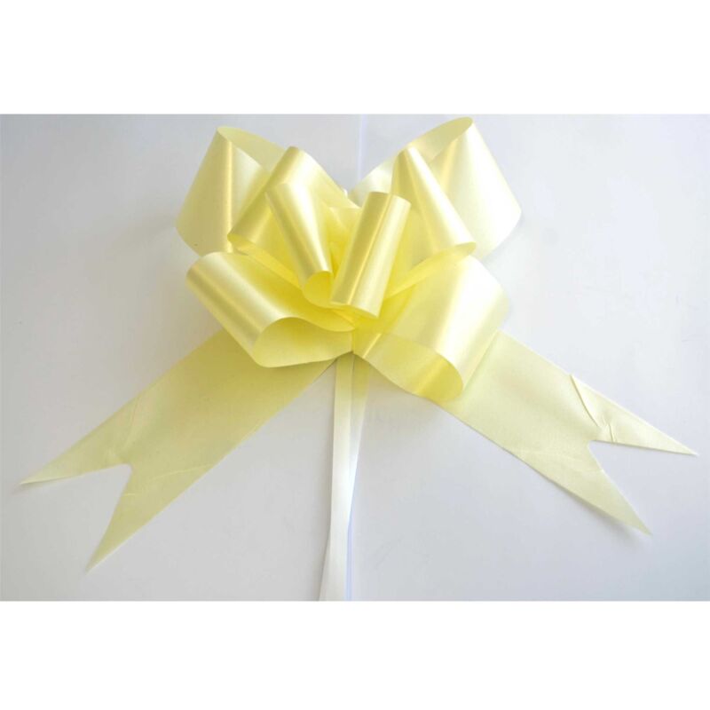 Shatchi - 30 Pcs 30mm Light Yellow Pullbow Ribbon Gift Wrapping