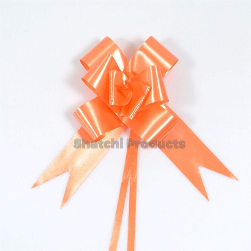 Large 30mm/3cm Ribbon Pull Bows Orange for All Occation Decoration , 60PK