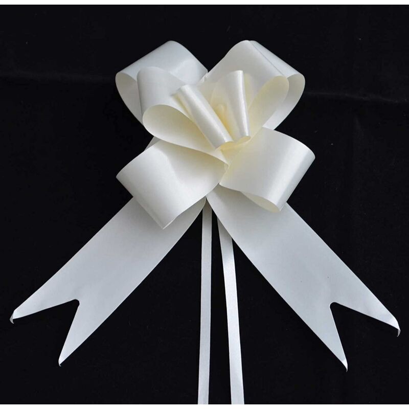 Shatchi - Large 50mm/5cm Ribbon Pull Bows for All Occation Decoration , Ivory, 60PK