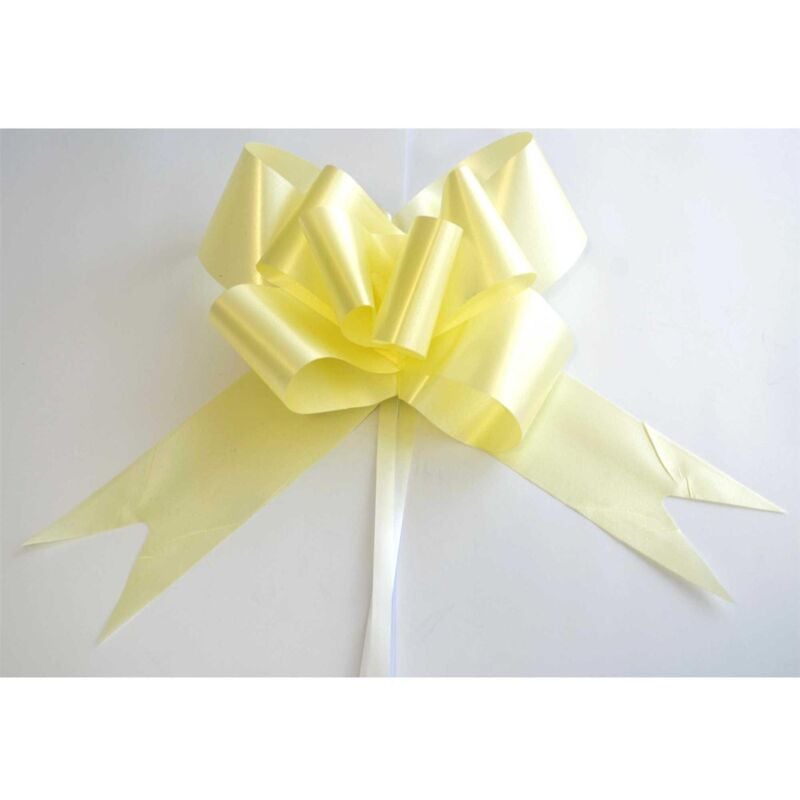 Shatchi - 20 Pcs 50mm Light Yellow Pullbow Ribbon Gift Wrapping