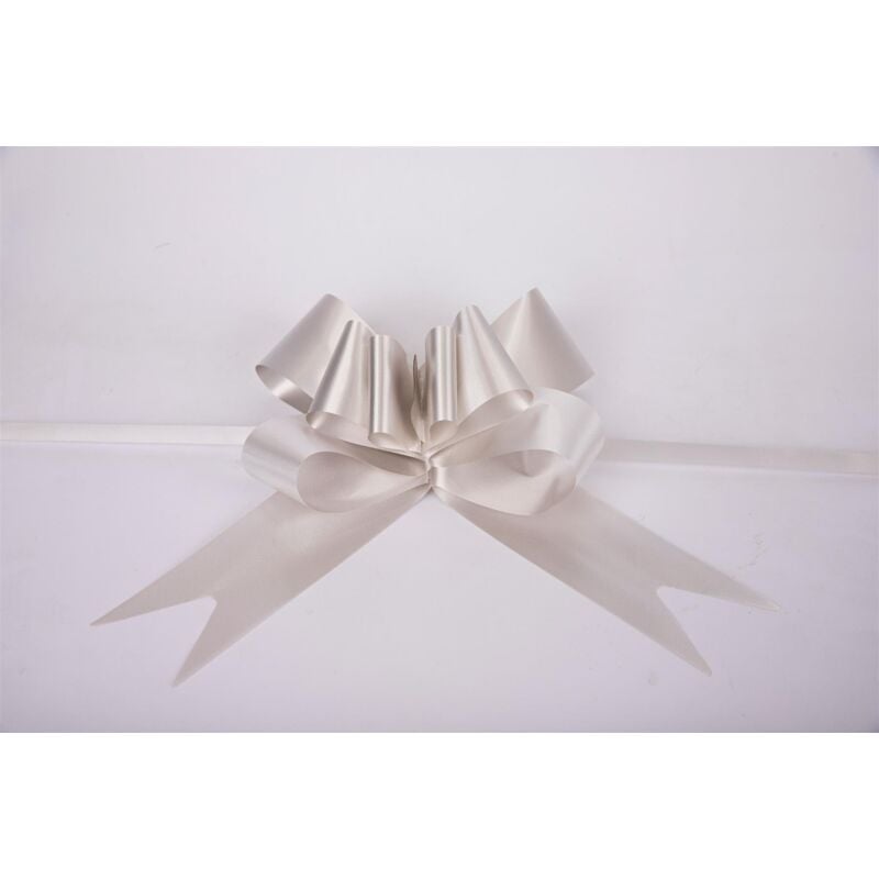 Shatchi - 20 Pcs 50mm Silver Pullbow Ribbon Gift Wrapping