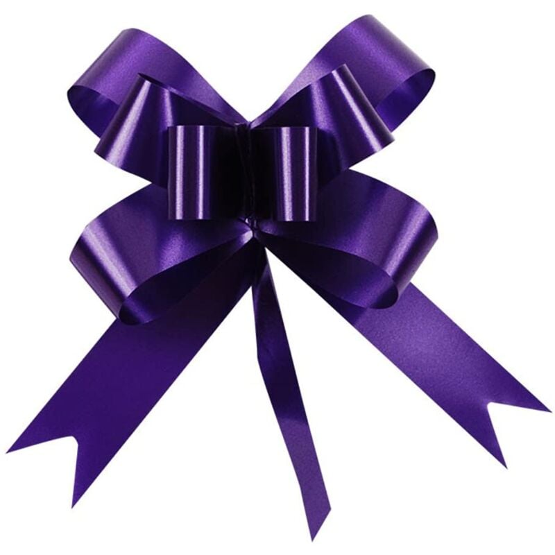 Shatchi - Large 50mm/5cm Ribbon Pull Bows for All Occation Decoration , Purple, 60PK