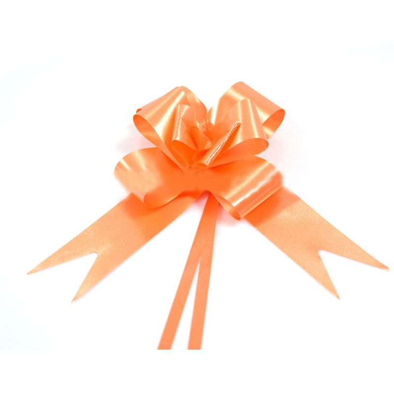 Shatchi - Large 50mm/5cm Ribbon Pull Bows for All Occation Decoration , Orange, 60PK