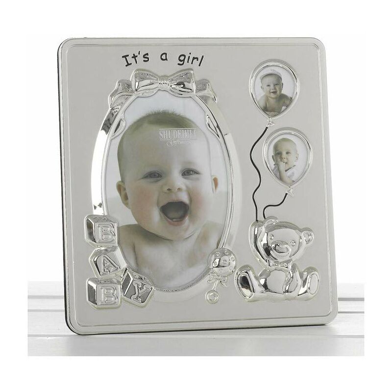 Shatchi - Photo Frame - Its a Girl Satin Silver Baby Photo Frame