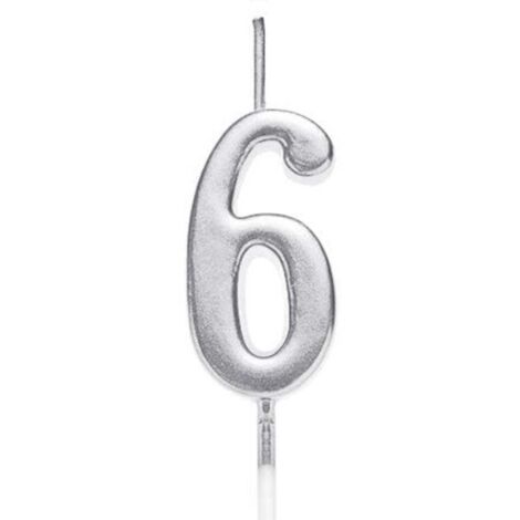 Shatchi Silver 6 Number Candle Birthday Party Cake Decorations Topper