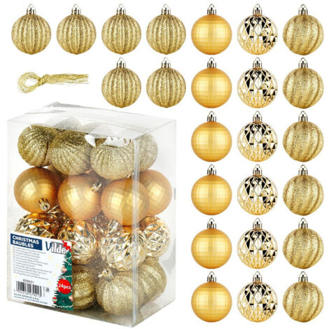 Shatterproof christmas baubles gold 5 cm 24 pcs