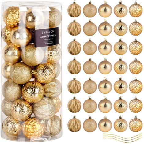 Shatterproof christmas baubles gold 6 cm 35 pcs