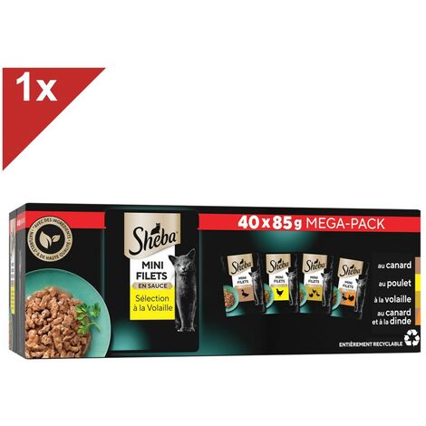 SHEBA 40 Sachets fraîcheur sélection à la volaille en sauce pour chat 85g (1x40)