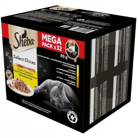 Sheba bandeja salsa ave/pollo/ pavo - comida hÚmeda para gatos - 32x85g