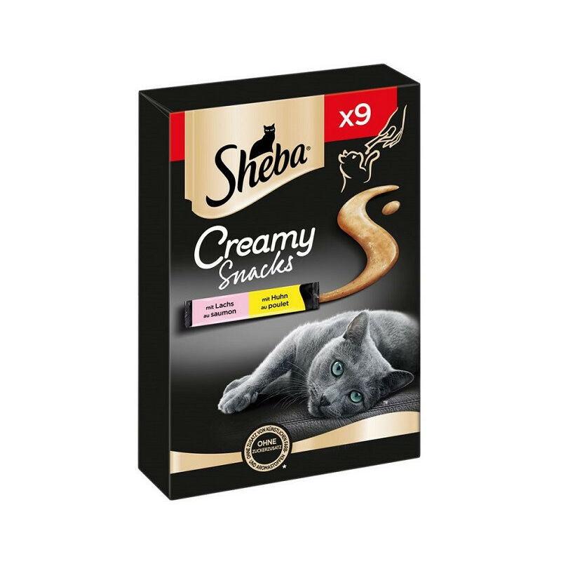 Creamy Snacks per Gatti Salmone e Pollo 9x12gr - Sheba