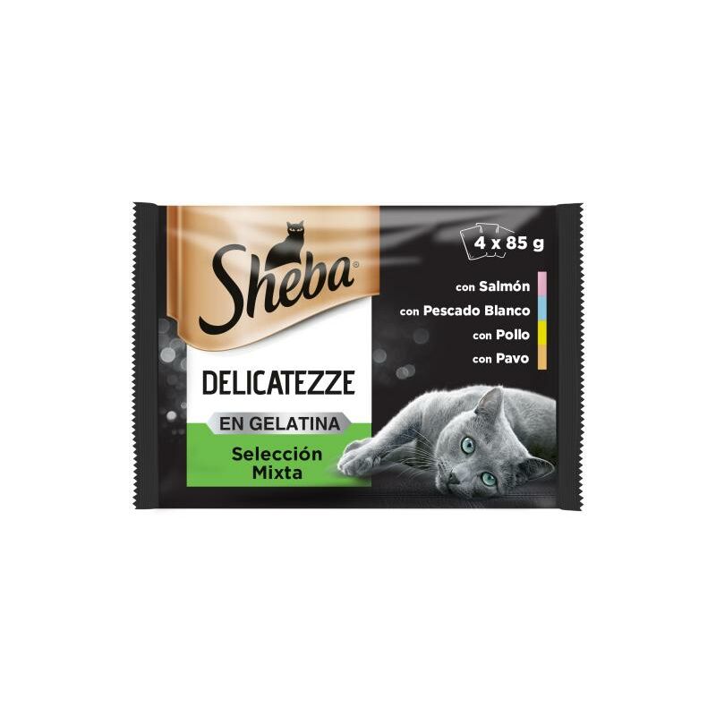 

Mix Pescado Y Carne Gelatina 4X85Gr Comida húmeda gatos - Sheba